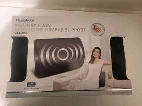 H49181bk Health Touch Memory Foam Massaging Vibration Lumbar Support Pillow