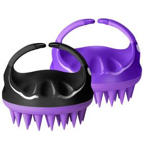 Hp519dv2 Heeta Scalp Massager With Soft Silicone Bristles - Dark Purple And Black