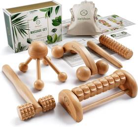 Ms01 Heldson Wooden Therapy Massage Tools 6 Pieces - Wood Rollers For Body Sculpting Lymp