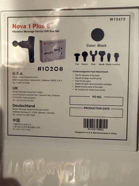 Hi5 841930108677 Nova 1 Massage Gun With 6 Head Attachment Gift Box Black Device