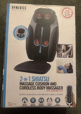 Homedics 031262099136 2-in-1 Shiatsu Massage Cushion And Cordless Body Massager With Heat Nib