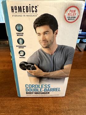 180j Homedics Cordless Double-barrel Total Body Rechargeable Massager New In Box