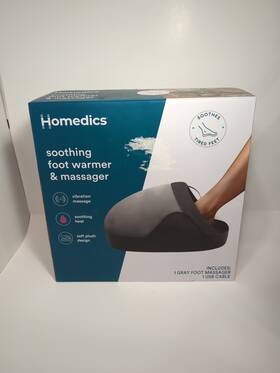 715161 Homedics Nib Open Box Homedies Soothing Foot Warmer And Vibrating Massager Gray Usb Plush
