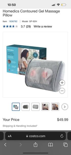 Sp-92h Homedics Contour Gel Shiatsu Massage Pillow - Gray Open Box
