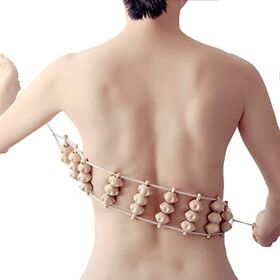 Hovom Wood Back Massage Roller Rope Tool Lymphatic Drainage Therapy