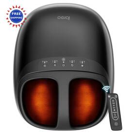 Ibreo 850075293124 Foot Massager Machine 3 Level Heat Deep Kneading Therapy Air Compression Remote