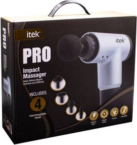 349466 Itek Deep Tissue Massage Gun Bnib Pro Impact Massager 4 Heads Cordless Six-speed