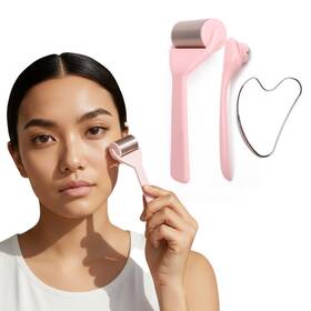 Ir-ff-01 Jaccobee Ice Roller For Face&eyes With Gua Sha Facial Tool 3-pcs Stainless Steel Faci