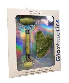 Gr023-gsjr2 Jade Glossmetics Feeling Jaded Duo Facial Roller And Gua Sha Depuffer Massager