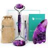Jade Roller Amethyst Gua Sha Set Face Massager Facial Skin Eyes Neck Movalues