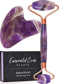 Jade Roller For Face Amethyst Derma And Gua Sha Set Skincare