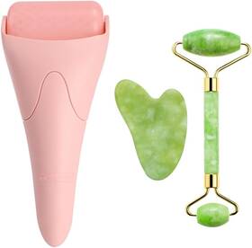 St-172 Jade 3-in-1 Natural Roller And Gua Sha Set For Face Eye Ice Facial Co