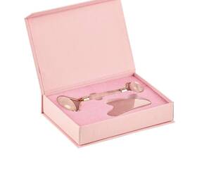 June Berry 811067036105 Face Roller Skin Care - Jade Gua Sha Set Rose Quartz Ult
