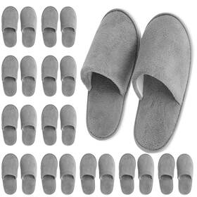 Juvale 843128128511 Disposable Guest Slippers - Cotton Fleece 12 Women/11 Men Grey