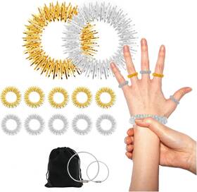 Kemaily 602318057020 Acupressure Rings And Bracelets Massagers Set Spiky Sensory Finger For