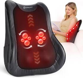 Kingjoy 683404491638 Back Massager With Heat Deep Tissue Shiatsu Pillow W 12 X H 6 D 4