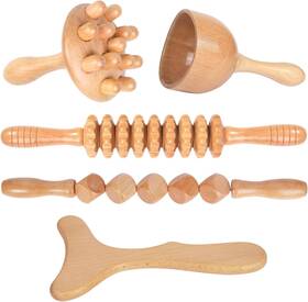 Komogir 313050481478 Wood Therapy Massage Tools 5-in-1 Lymphatic Drainage Massager Maderoterapia Kit