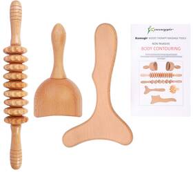 Komogir 723258389931 3-in-1 Wood Therapy Massage Tools Lymphatic Drainage Massager Wooden