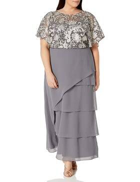 Le Bos 889601284701 Womens Ball Gown Pearl Grey 18