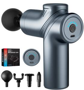 Wp-518x-2-blue Leercon Best Gun Deep Tissue Small Travel Percussion Massage With 4 Heads 6 Speeds For