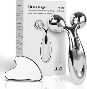 Leiwo 705353038617 Stainless Steel Gua Sha And Face Roller Set Facial Tool For Sculptin