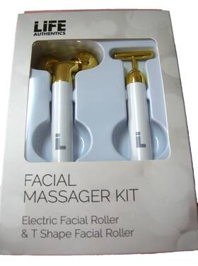 La-fmk01-wg Life Authentics Facial Massager Kit By Electric Roller And T-shape New