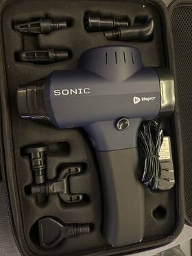 Life Pro 068888005531 Sonic Handheld Percussion Massage Gun - Deep Tissue Massager For Sore Blue Read