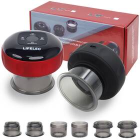 Ds-a23-2rb Lifelec Smart Cupping Therapy Set 6 Cups Large 12-level Heat 2 Pack Red Light