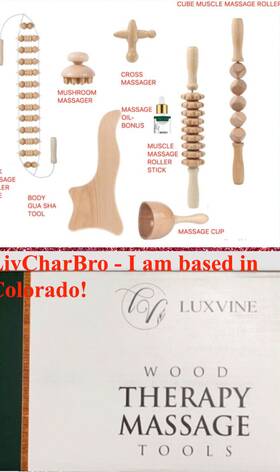 Luxvine 643781928486 8-in-1 Wood Therapy Massage Tools For Body Sculpting Bonus Oil