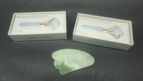 Macys 810012190206 2 Pc. Mini Opalite Crystal Face Massage Roller Jade Gua Sha New Read