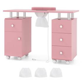 Manicure Table Nail Desk Electric Dust Collector 197867044015 With And 3 Bags-pink - Col