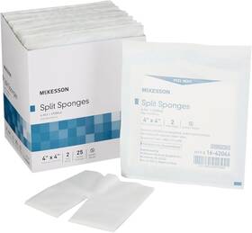 16-42046 Mckesson Split Sponges High Absorbency 6-ply Sterile 4 X Inch 50 Ct