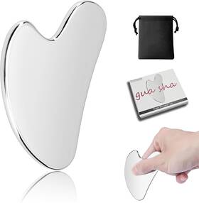 Mequer 445021244294 Stainless Steel Gua Sha Facial Tools Metal Guasha Scraping Massage Tool Lympha