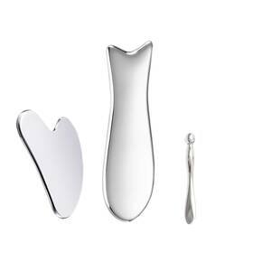 Hh10039s Mokiuer Stainless Steel Gua Sha Facial Tools 3 In 1 With Pouch Massage