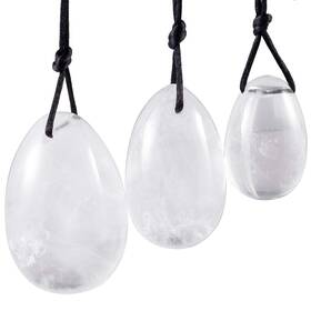 Mookaitedecor Gdstsu002019 Rock Quartz Yoni Eggs Set Of 3 Predrilled With Unwaxed String