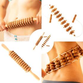Mr. Woodware 787388436071 2 Pcs Wooden Sturdy Lymphatic Drainage Roller And Back Massager With