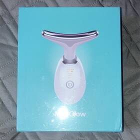 Myglow B0cpj496pz Heated Vibration Neck And Face Massager Battery Powered Blue/white