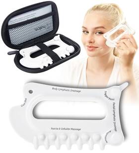 Myhalos 065011264075 6-in-1 Ceramic Body Gua Sha Tools - Lymphatic Drainage Tool Face Sculpting T