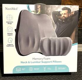 Nuvomed 810110303379 Neck And Back Lumbar Support Pillows- Memory Foam