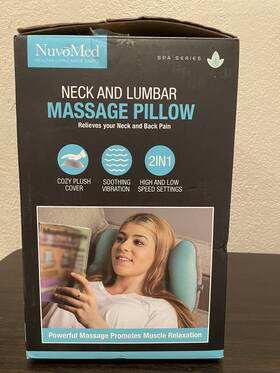 Nuvomed 859811009838 Neck And Back Lumbar Massage Pillow 18in X 13in Green Battery Travel
