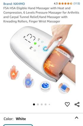 Nxhmo 785366492385 Fsa Hsa Eligible Hand Massager With Heat And Compression Roller Kneading Mas