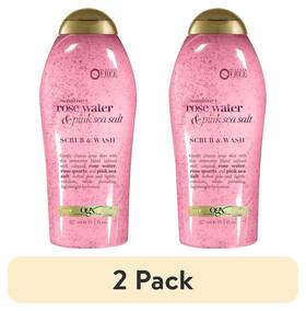 Ogx 463674937254 2 Pack Sensitive Rose Water And Pink Sea Salt Body Scrub 19.5 Fl. Oz
