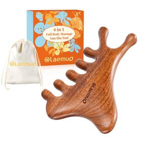 Us-gs-05 Olaemuo Gua Sha Tool 4 In 1 Natural Sandalwood Face Scalp Massager With Gift Box