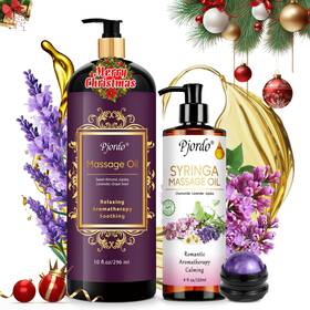 K0078a01us2fba Pjordo Massage Oil Set - Lilac Lavender For Therapy Soothing Skin Aromatherapy
