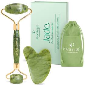Plantifique 313104857860 Jade Roller And Gua Sha Set Real Facial Tools For Skin Care Rou
