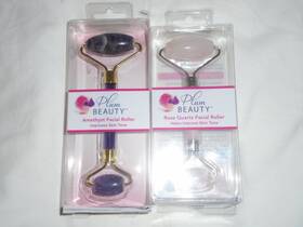 Plum Beauty 843445023155 Set Of 2 Facial Rollers - Rose Quartz And Amethyst New