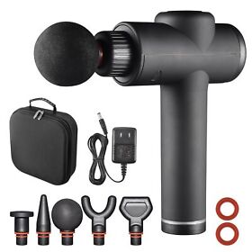 Yes-yes-ls779503500 Portable Handheld Massage Gun With 6 Replacement Heads Speed Adjustment