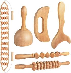 Psoxketyre 763657903147 10-in-1 Wood Therapy Massage Tools Wooden Massager Body Sculpting Mader