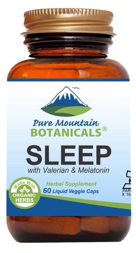 Pure Mountain Botanicals 019372208464 Natural Sleep Herbal Blend Valerian Chamomile 60 Capsules