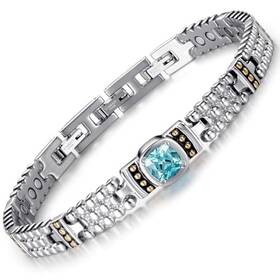Osb-2632sgbl Rainso Womens Bracelet Enique Blue Gemstone Design Magnetic Bracelets For Women Wri
